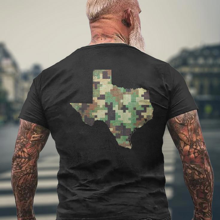 Texas Map Camo Outdoor Camouflage Hunters Military Men's T-shirt Back Print Gifts for Old Men