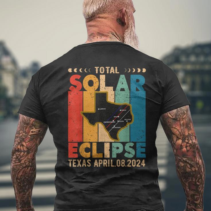 Texas Solar Eclipse Path 2024 Vintage Solar Eclipse In Texas Men's T-shirt Back Print Gifts for Old Men