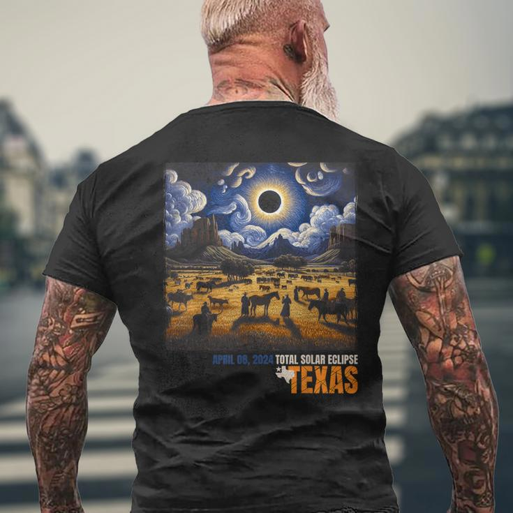 Texas Total Solar Eclipse Retro April 8 2024 Astronomy Men's T-shirt Back Print Gifts for Old Men