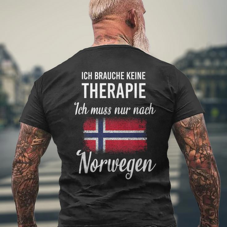 Therapie Nicht Nötig, Nur Norwegen Muss Sein Kurzärmliges Herren-T-Kurzärmliges Herren-T-Shirt, Lustiges Reise-Motto Geschenke für alte Männer