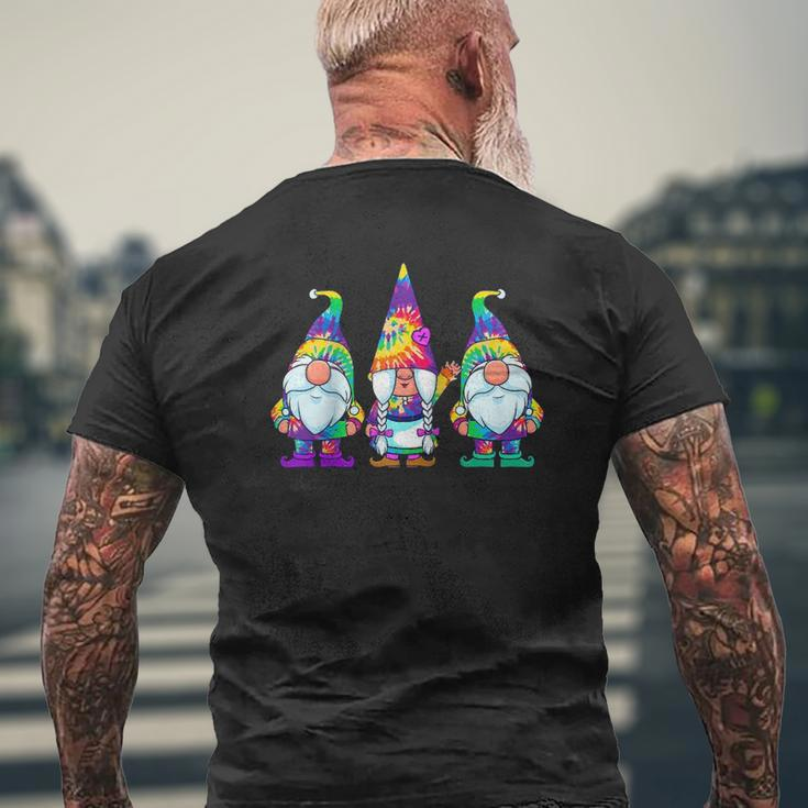 Three Hippie Gnomes Tie Dye Retro Vintage Hat Peace Gnome Raglan Baseball Tee Mens Back Print T-shirt Gifts for Old Men