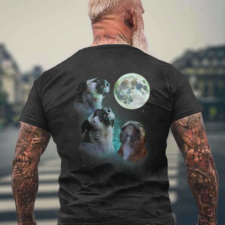 Three Pugs Howl At Moon 3 Wolfs Wolves Parody Men's T-shirt Back Print Gifts for Old Men