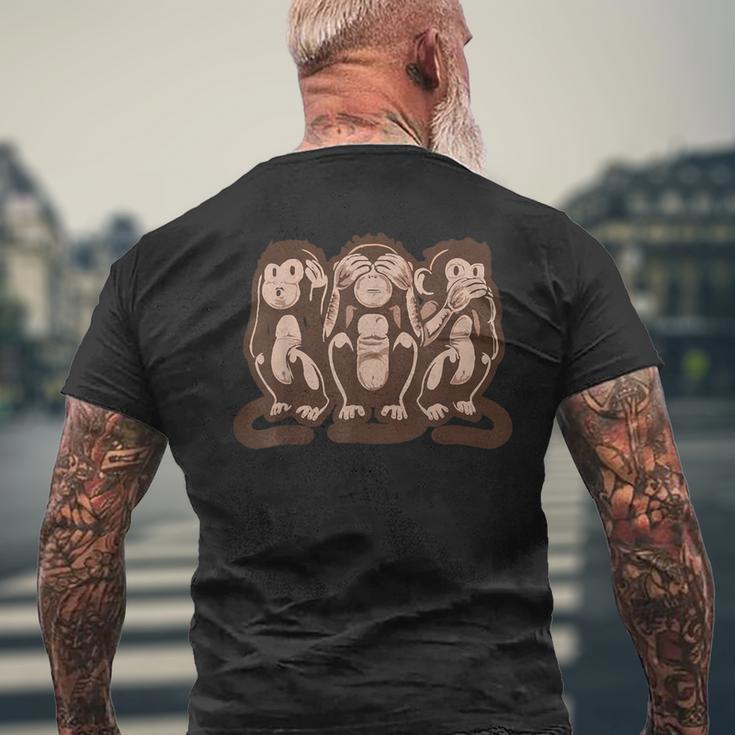 Three Wise Monkeys Speak Hear & See No Evil Men's T-shirt Back