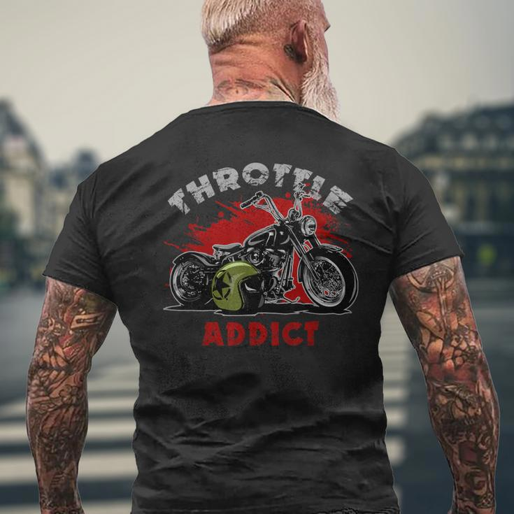 Throttle Addict Awesome Cool Bobber Motorcycle Men's T-shirt Back Print Gifts for Old Men