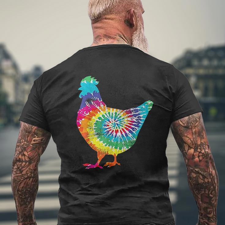 Tie Dye Chicken For Hippy Farmer Hobby Farm Mens Back Print T-shirt Gifts for Old Men