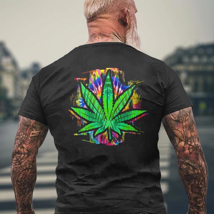 Tie Dye Pot Leaf Pothead Smoking Weed Hippie Stoner Men's T-shirt Back Print Gifts for Old Men
