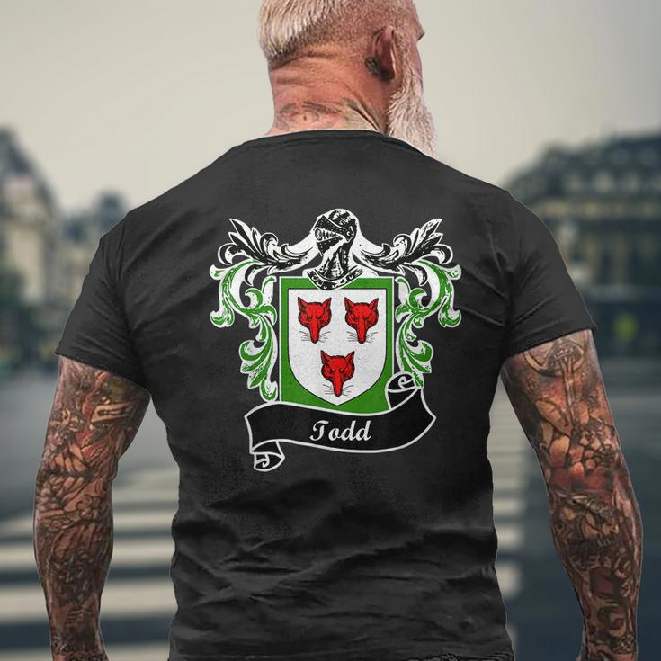 Todd Coat Of Arms Surname Last Name Family Crest Mens Back Print T-shirt Gifts for Old Men