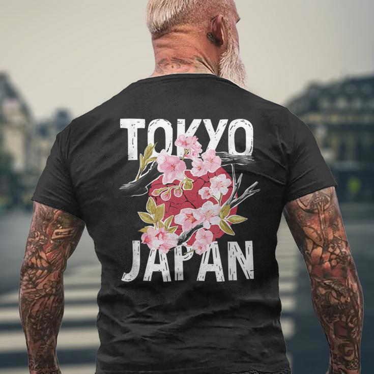 Tokyo Japan Sakura Cherry Blossom On Japan Red Sun Men's T-shirt Back Print Gifts for Old Men