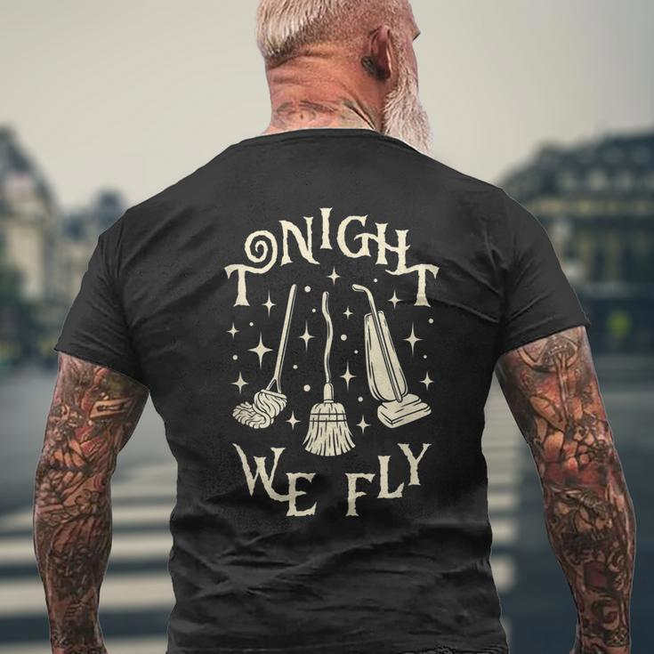 Tonight We Fly Witch Brooms Fall Graphic Vintage Halloween V2 Mens Back Print T-shirt Gifts for Old Men