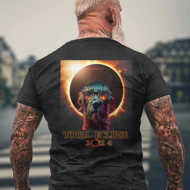 Total Eclipse April 8 2024 Irish Wolfhound Dog With Glasses Men's T-shirt Back Print Gifts for Old Men