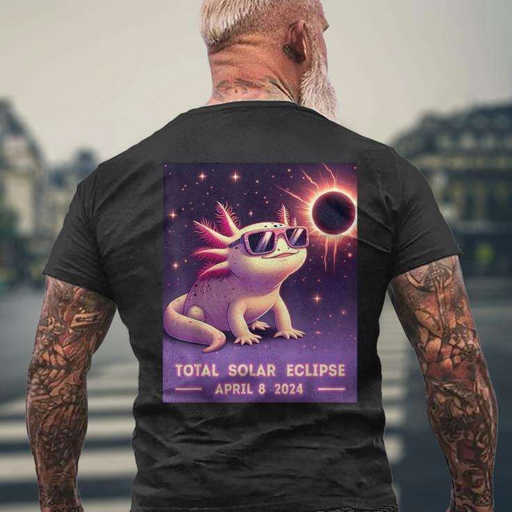 Total Solar Eclipse 2024 April 8 Axolotl In Glasses Men's T-shirt Back Print Gifts for Old Men