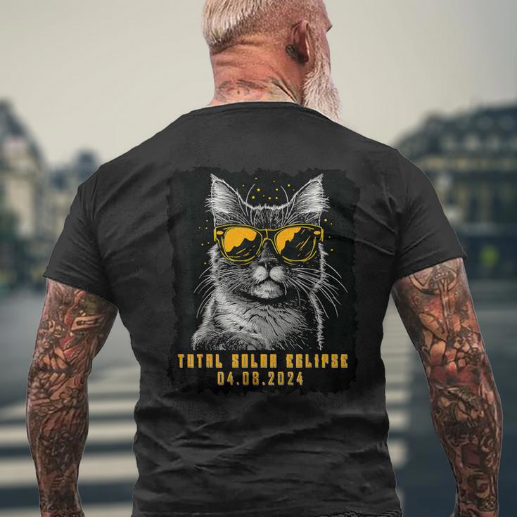 Total Solar Eclipse 2024 April Cat Men's T-shirt Back Print Gifts for Old Men