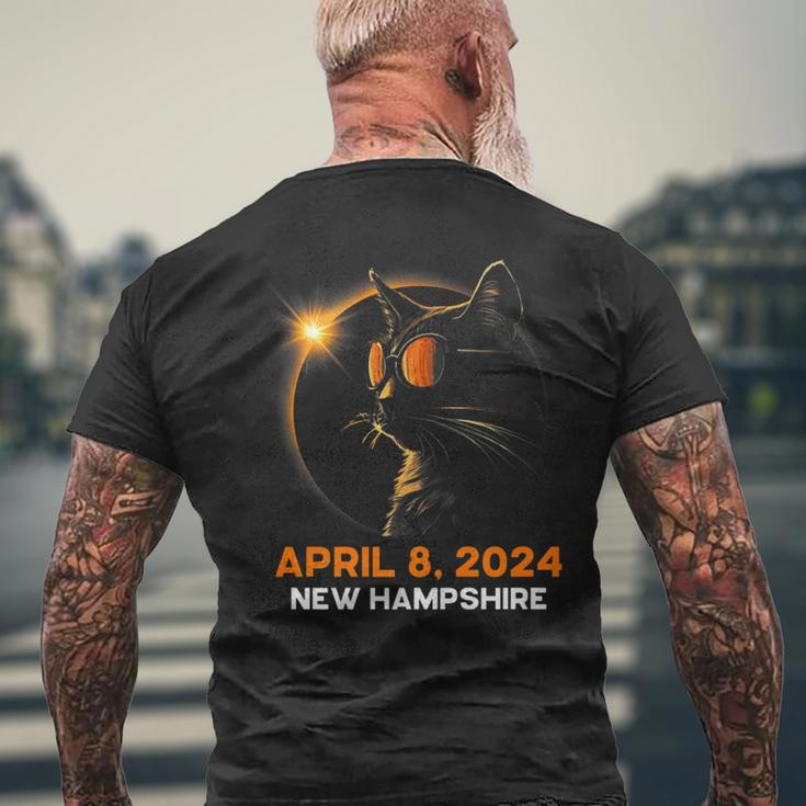 Total Solar Eclipse 2024 New Hampshire Cat Lover Glasses Men's T-shirt Back Print Gifts for Old Men