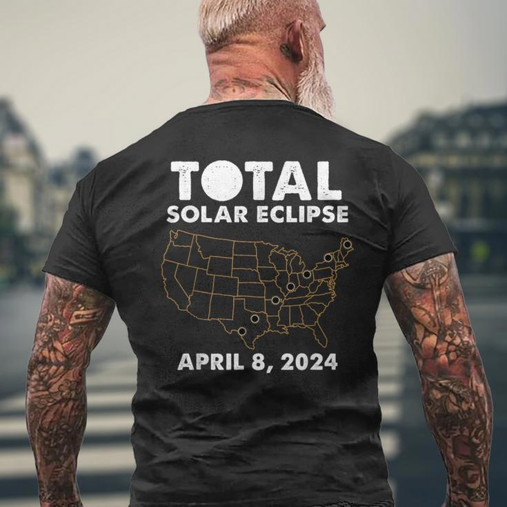 Total Solar Eclipse 2024 Party America Totality Usa Map Men's T-shirt Back Print Gifts for Old Men