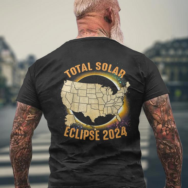 Total Solar Eclipse 2024 Totality Us Map Colorful Men's T-shirt Back Print Gifts for Old Men