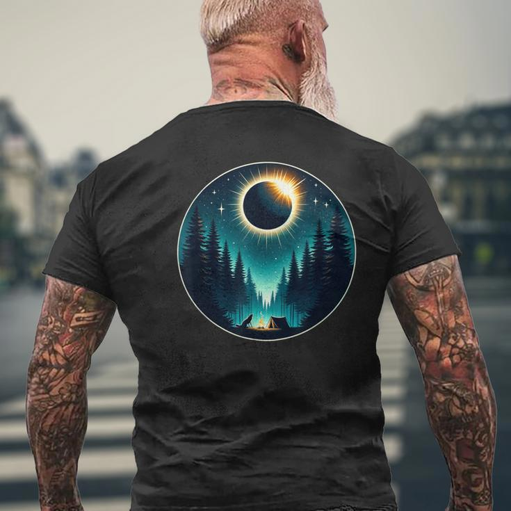 Total Solar Eclipse Apirl 08 2024 With Wolf Graphic Men's T-shirt Back Print Gifts for Old Men