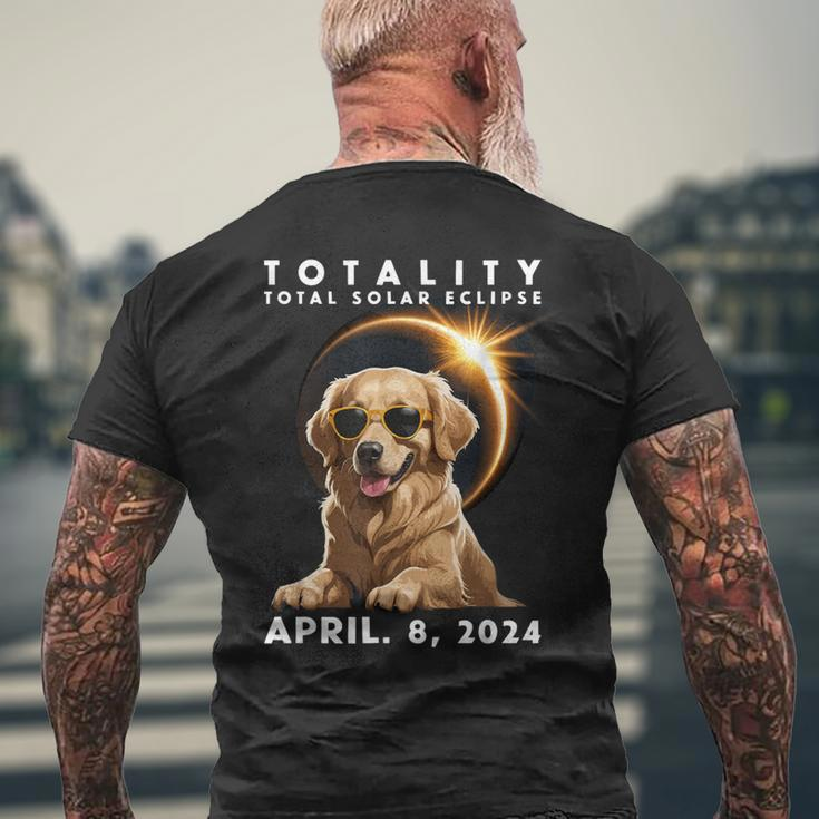 Total Solar Eclipse April 8 2024 Dog Golden Retriever Lover Men's T-shirt Back Print Gifts for Old Men
