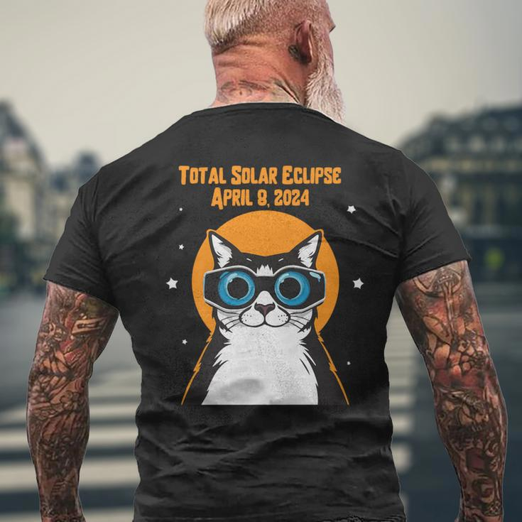 Total Solar Eclipse April 8Th 2024 Cat Wearing Eclipse Glass Men's T-shirt Back Print Gifts for Old Men