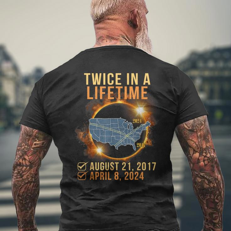 Total Solar Eclipse Clothing Twice In Lifetime April 8 2024 Men's T-shirt Back Print Gifts for Old Men