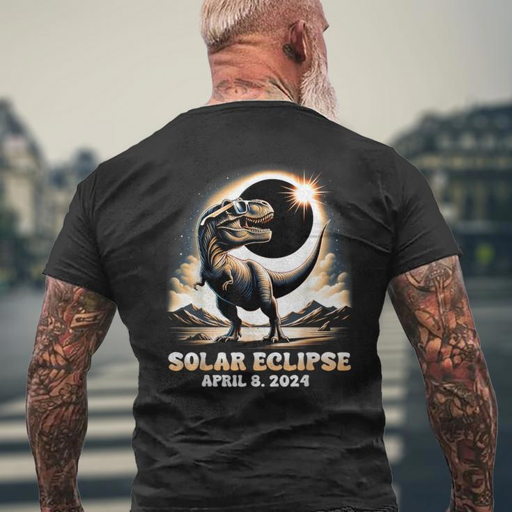 Total Solar Eclipse Dinosaur Dino T-Rex April 8 2024 Kid Boy Men's T-shirt Back Print Gifts for Old Men