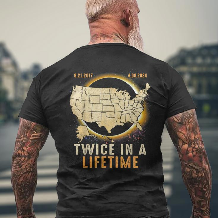 Total Solar Eclipse Twice In A Lifetime 2024 Usa Map Men's T-shirt Back Print Gifts for Old Men