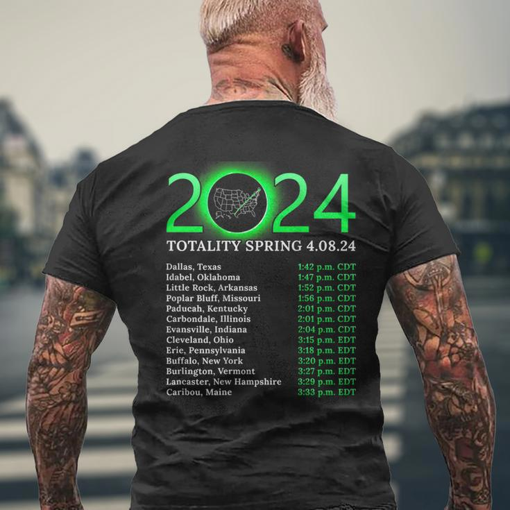 Totality Path 2024 American Total Eclipse Map On Back Men's T-shirt Back Print Gifts for Old Men