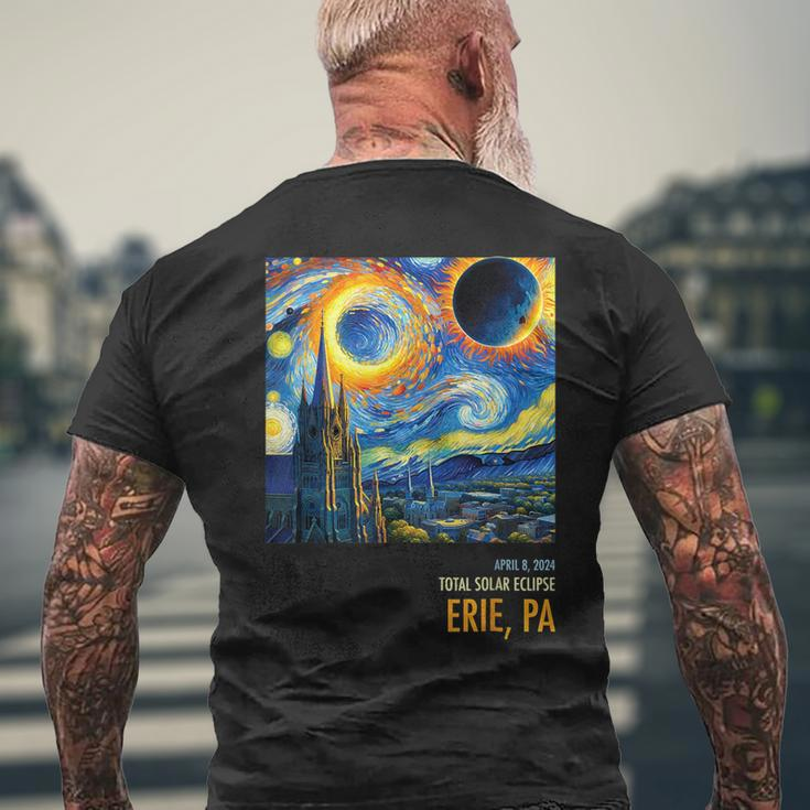 Totality Total Solar Eclipse 04 8 2024 Erie Pa Starry Night Men's T-shirt Back Print Gifts for Old Men