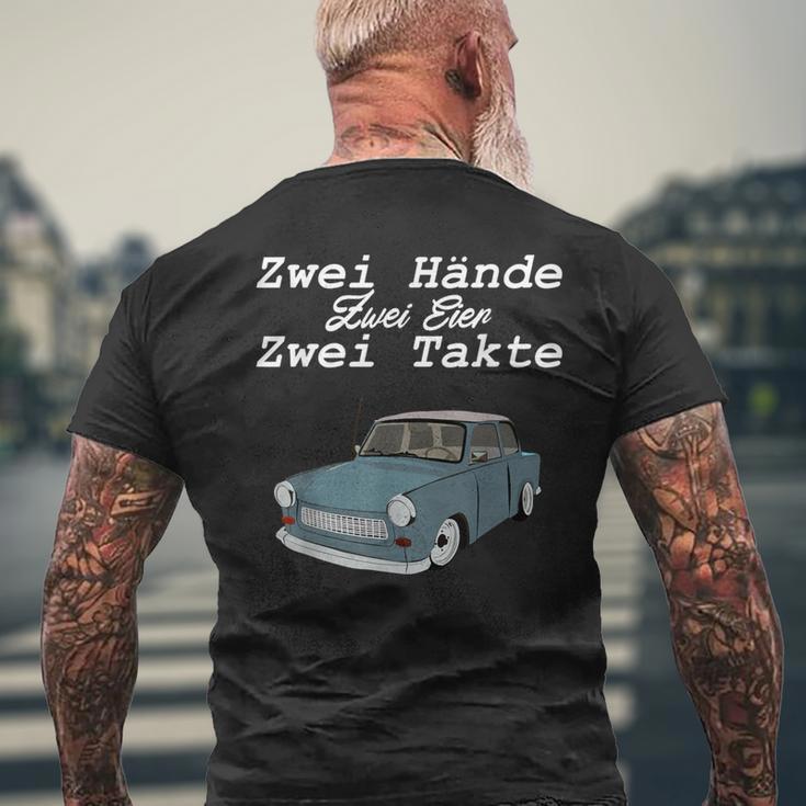 Trabi 601 Two Hands Two Strokes T-Shirt mit Rückendruck Geschenke für alte Männer