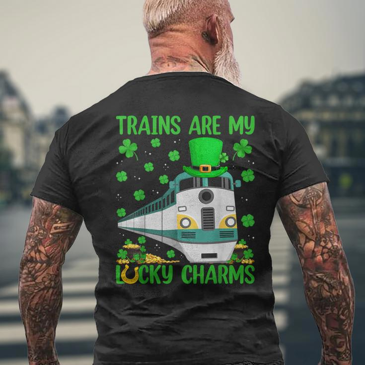 Trains Are My Lucky Charms Train St Patrick's Day Men's T-shirt Back Print Gifts for Old Men