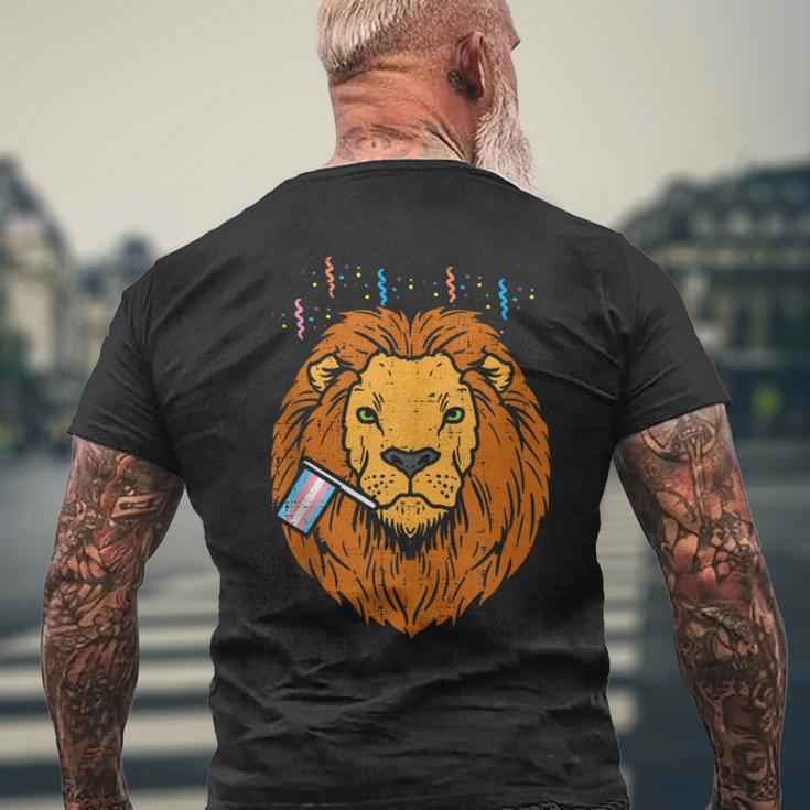 Transgender Flag Lion Lgbt Trans Pride Stuff Animal Men's T-shirt Back Print Gifts for Old Men