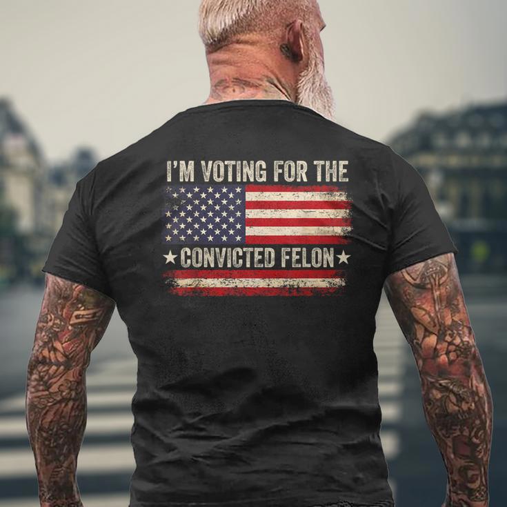 Trump 24 I'm Voting For The Convicted Felon Us Flag Vintage Men's T-shirt Back Print Gifts for Old Men