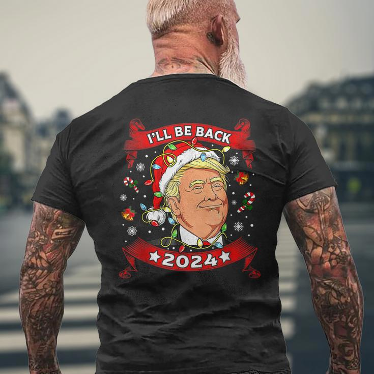 Trump Merry Christmas I'll Be Back Trump 2024 Santa Claus Mens Back Print T-shirt Gifts for Old Men
