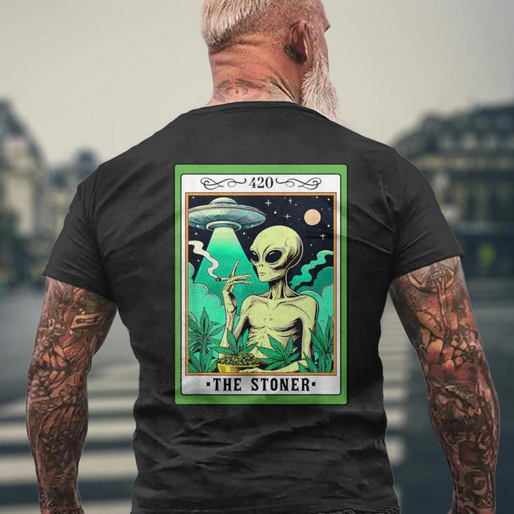 Ufo Alien Smoking Cannabis Weed 420 The Stoner Tarot Card Men's T-shirt Back Print Gifts for Old Men