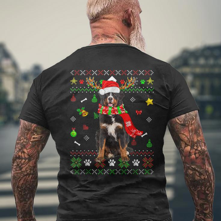 Ugly Sweater Christmas Bernese Mountain Dog Xmas Pajama Mens Back Print T-shirt Gifts for Old Men