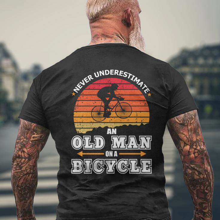 Never Underestimate An Old Man On A Bicycle Retired Cyclist Men's T-shirt Back Print Gifts for Old Men