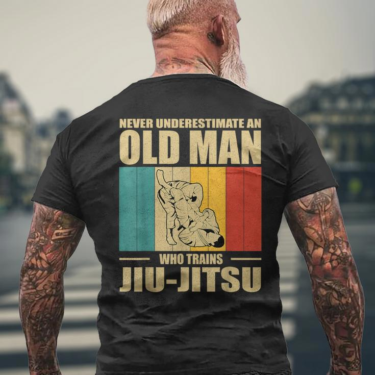 Never Underestimate An Old Man Bjj Brazilian Jiu Jitsu Sport Men's T-shirt Back Print Gifts for Old Men