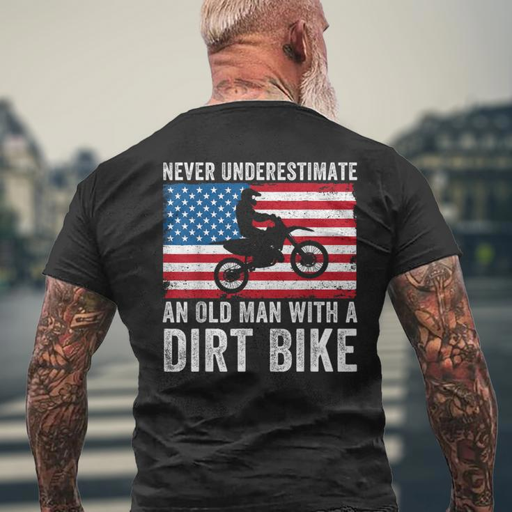 Never Underestimate An Old Man With A Dirt Bike Grandpa Dad Men's T-shirt Back Print Gifts for Old Men