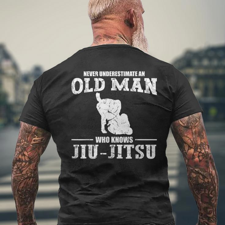 Never Underestimate An Old Man Jiu Jitsu Sports Men Men's T-shirt Back Print Gifts for Old Men