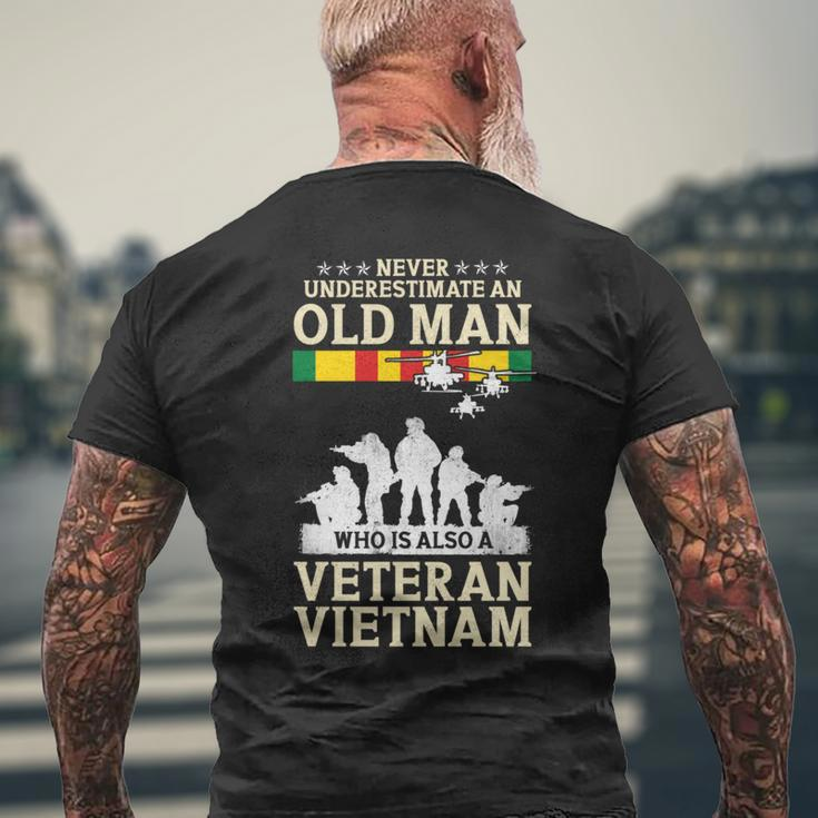 Never Underestimate An Old Man Vietnam Veteran Flag Retired Men's T-shirt Back Print Gifts for Old Men