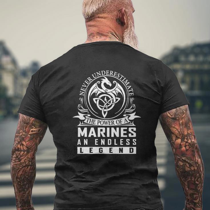 Never Underestimate The Power Of A Marines An Endless Legend Name S Mens Back Print T-shirt Gifts for Old Men