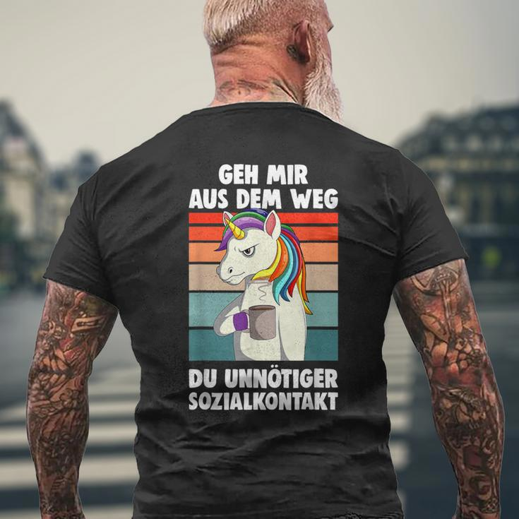 Unicorn Geh Mir Aus Dem Weg Du Unnötiger Sozialkontakt German S T-Shirt mit Rückendruck Geschenke für alte Männer