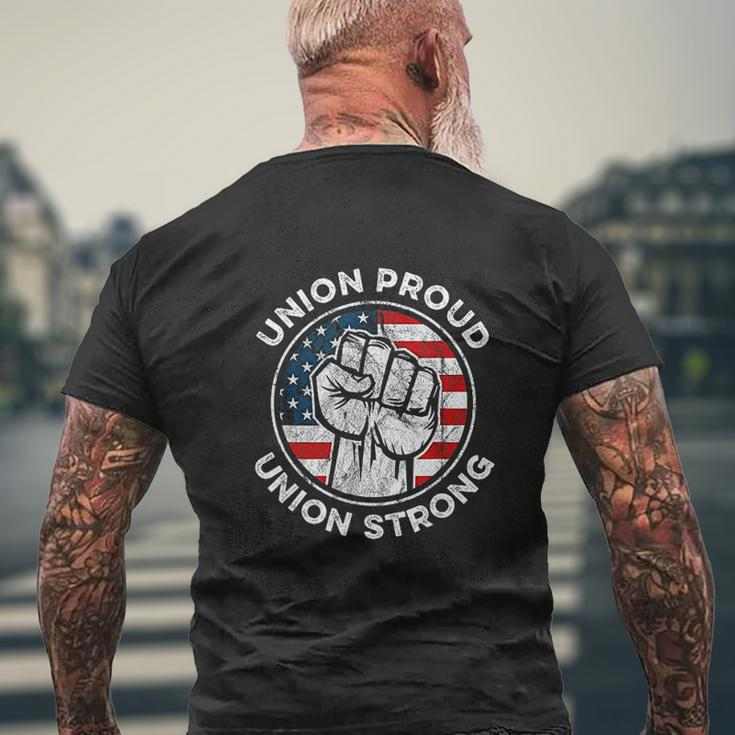Union Proud Union Strong American Flag Mens Back Print T-shirt Gifts for Old Men