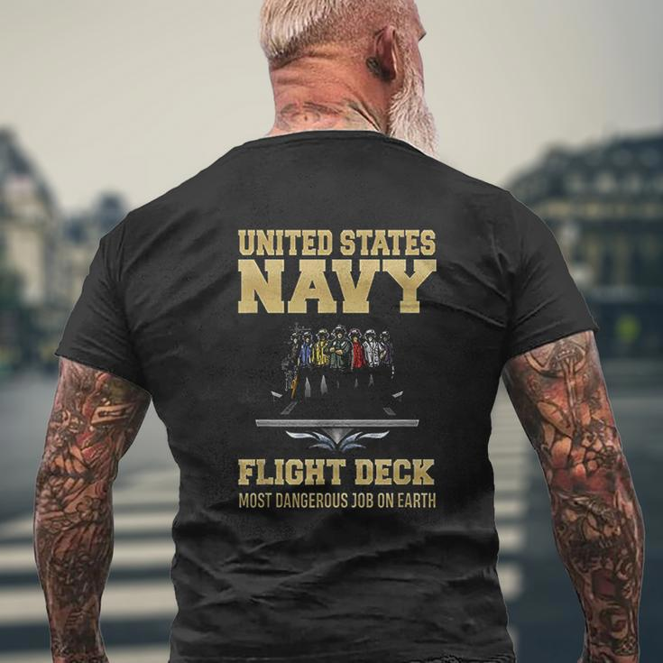 United States Navy Flight Deck Most Dangerous Job On Earth Mens Back Print T-shirt Gifts for Old Men
