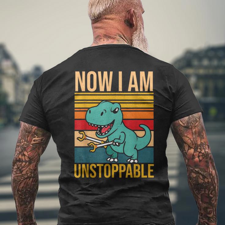 Now I Am Unstoppable Dinosaur Grabber Claws Men's T-shirt Back Print Gifts for Old Men