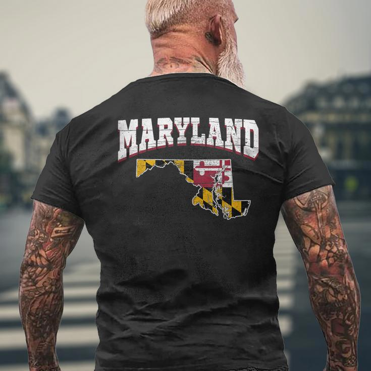 Us Citizen Proud America State Flag Land Map Maryland Men's T-shirt Back Print Gifts for Old Men