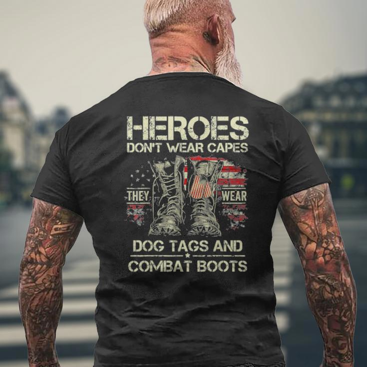 Us Flag Veterans Day I’M A Hero A Dad Grandpa And A Veteran Tee Mens Back Print T-shirt Gifts for Old Men