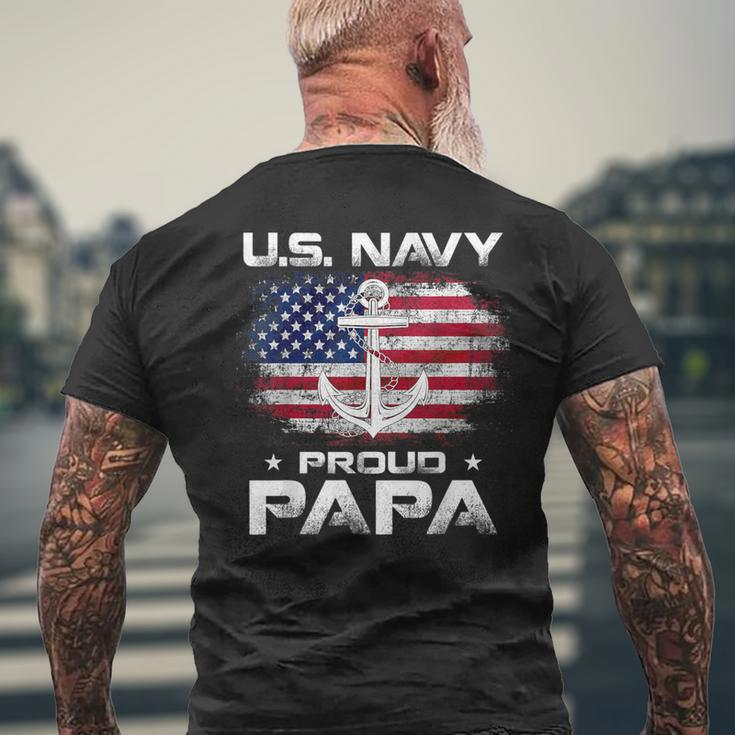Us Navy Proud Papa With American Flag Veteran Men's T-shirt Back Print Gifts for Old Men