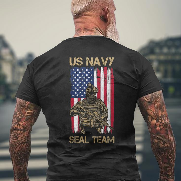 Us Navy Seals Team Proud American Flag Original Men's T-shirt Back Print Gifts for Old Men
