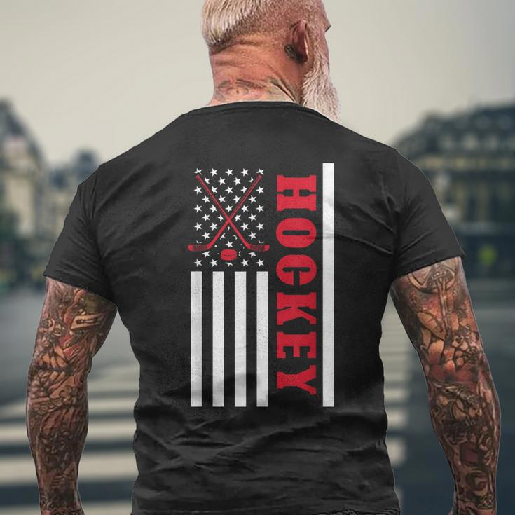 Usa Flag Patriotic American Pride Hockey Player Hockey Men's T-shirt Back Print Gifts for Old Men