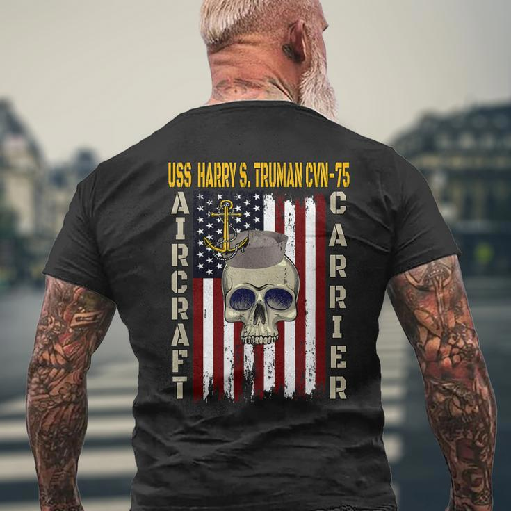 Uss Harry S Truman Cvn-75 Veterans Day Dad Boy Son Grandpa Mens Back Print T-shirt Gifts for Old Men
